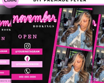 DIY November Bookings Flyer, Appointments Available Flyer, Social Media, Book Now Flyer - Booking Available - November Books Are Open