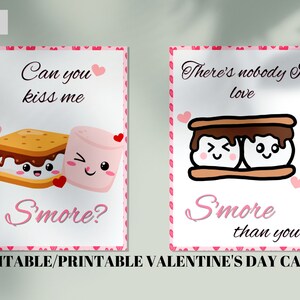 S&#39;more Valentines Day Cards, Printable, Editable, Valentine&#39;s Day Cards