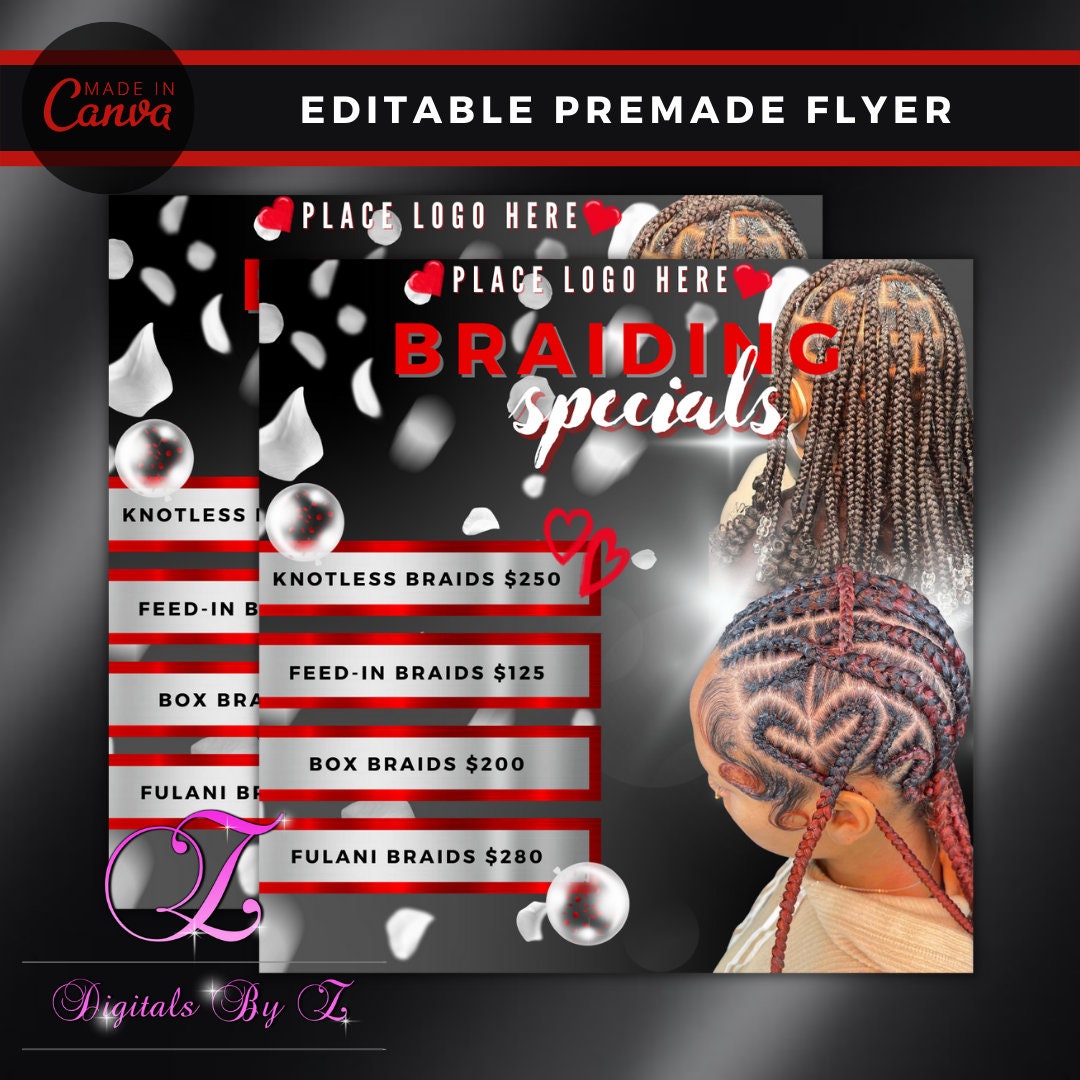 DIY Braids Flyer, Hair Braider Flyer, Hair Flyer, Premade Hair Flyer