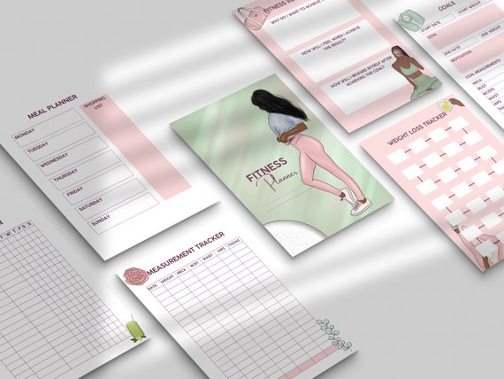 Fitness Planner Bundle, Workout Tracker, Meal & Weight Loss (Digital Download)