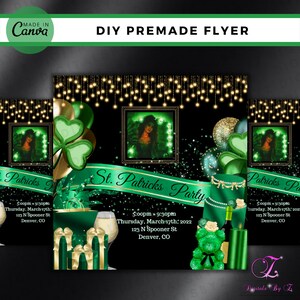 DIY St Patricks Day Party Flyer, Lucky Party Flyer, Canva Template, Party Invitation