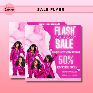 WINTER Sale Flyer, HOLIDAY Flyer, Social Media Template, Canva, Social Media Post, Hair, Lashes, Brows, Nails, Boutique