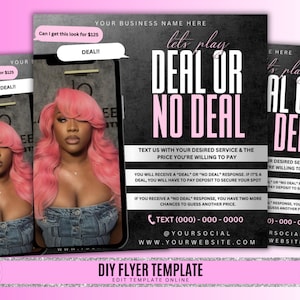 Deal Or No Deal Booking Flyer, DIY Flyer Template Design, Book Now Flyer, Beauty Services Flyer, Premade Hair Lash Nails Appointment Flyer