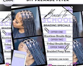 Back To School Flyer - Social Media Flyer - Sale Flyer - Braid Flyer - MUA Flyer - Hairstylists Flyer - Template Flyer