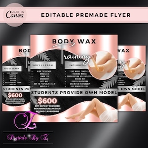 DIY Body Waxing Training Flyer, Body Waxing 1-on-1, Premade Flyer