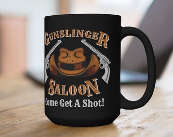 Gunslinger Saloon Black Mug 15oz