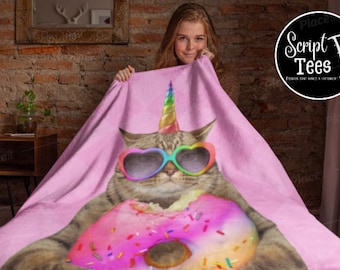 Rainbow Caticorn Donut VPM Kuschelige Plüsch Fleece Decke - 50x60
