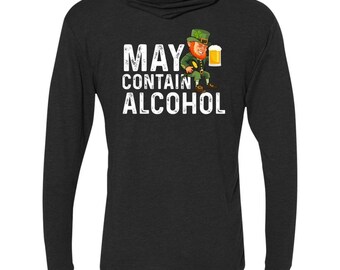 May Contain Alcohol Unisex Triblend LS Hooded T-Shirt