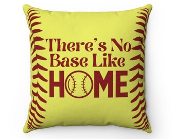 Softball Home Base Spun Polyester Square Pillow
