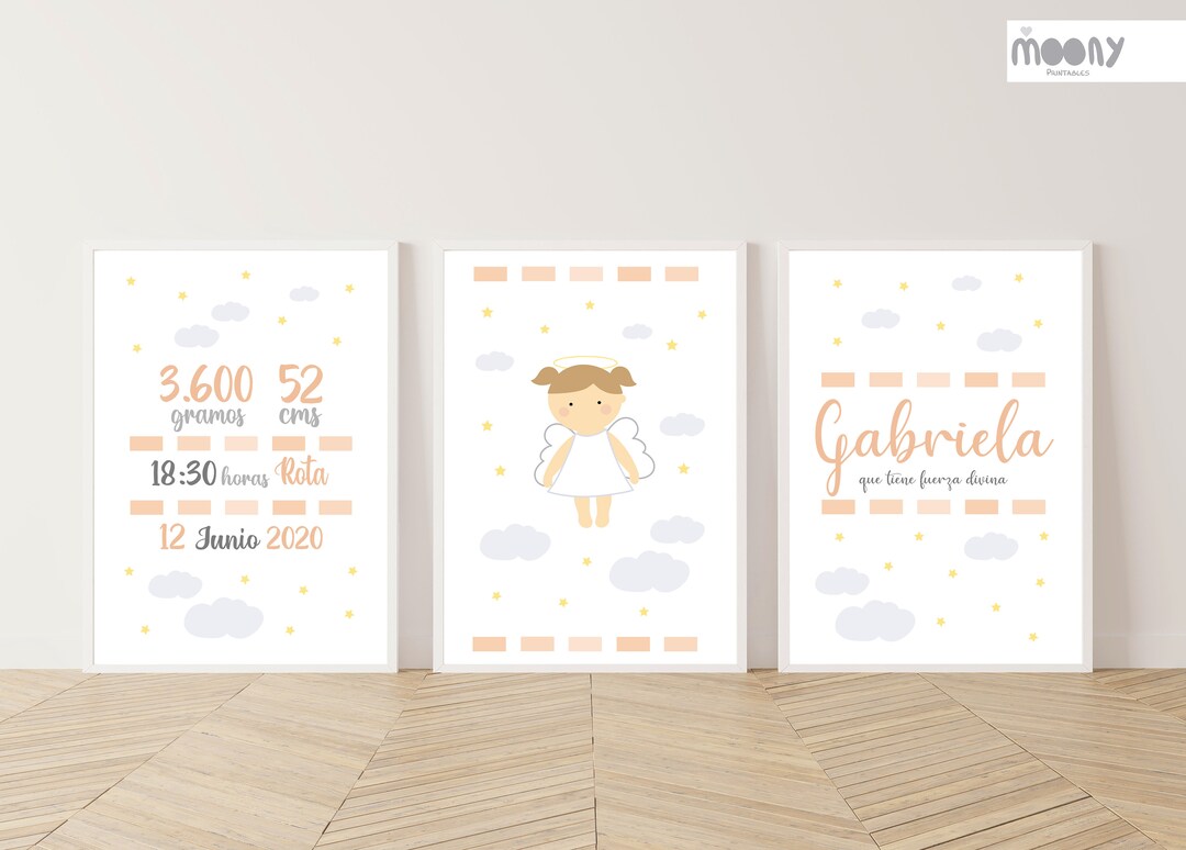 Trio Pictures Data Birth HEAVEN Digital Download Baby Data Chart Birth ...