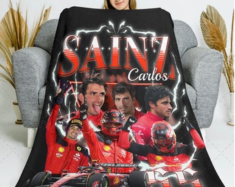 Carlos Sainz Jr F1 Plush Blanket - Soft Cozy Formula 1 Racing Throw gifts for F1 Fans Ferrari Formula One Charles