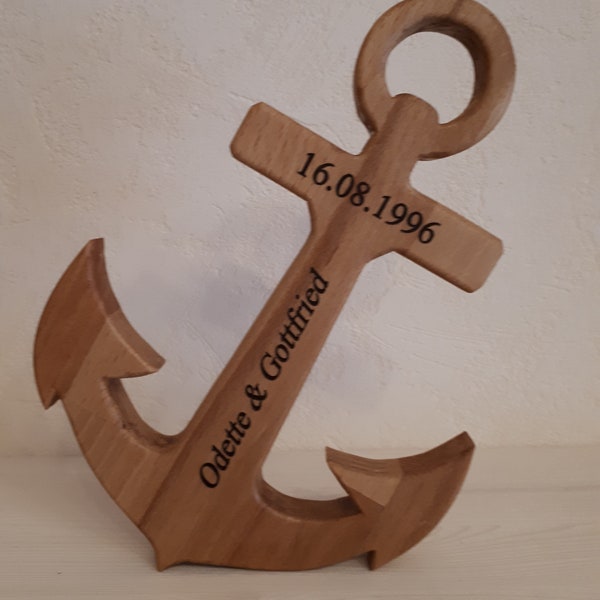 Holzdeko * Anker aus Buche * Hafen der Ehe * Hochzeit * Geschenk * Personalisiert * Wunschname * Valentinstag * Lieblingsmensch * Badezimmer