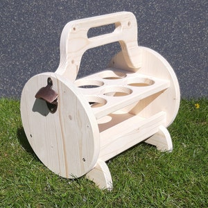 Levandeo Flaschenträger Holz Für 6 Flaschen - Mit Flaschenöffner & Tragegriff