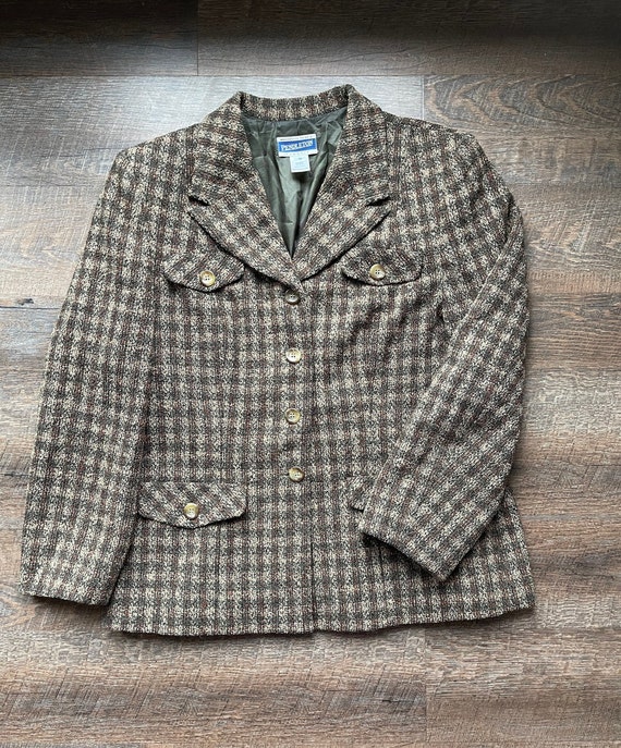 Pendleton Womens Suit Jacket Blazer Gray 100 Wool He… Gem