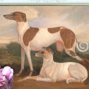 Vintage Dog Print, Greyhound Wall Art, Antique Dog Painting, Printable, Instant Download.