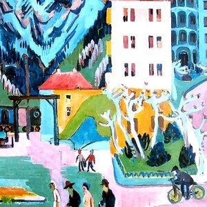 Ernst Ludwig Kirchner print: Davos Switzerland. A small digital download in postcard sizes.