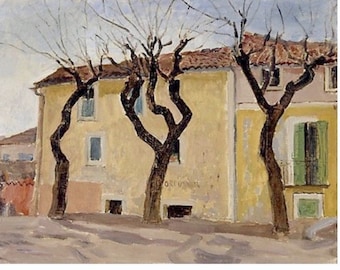 French landscape, southern France village painting , vintage France wall art, comes only in 3 small sizes up to 8 x 10 inches.