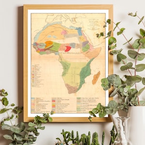 Afrika Karte, Landkarte, Afrikanische Kontinent Karte Poster druckbare Wandkunst, Vintage dekorative Karten, Afrika Thema Dekor