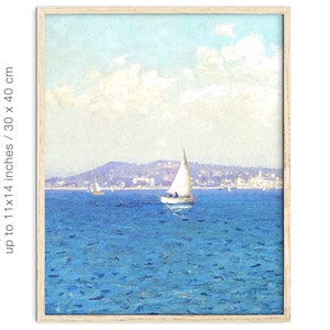 French Riviera Seascape Print: Vintage Cannes Coastal Art (Printable)
