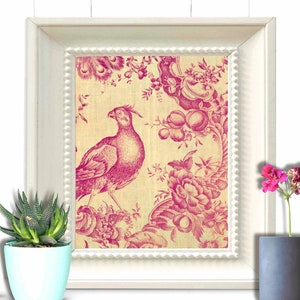 Antique Pink and Natural Beige Textile Print | Downloadable Poster Art | Vintage Shabby Chic Décor | Antique Farmhouse Décor |124