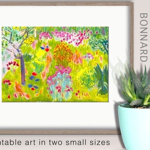 PIERRE BONNARD Little Printable Garden landscape Trees and Flowers Lime Green and Pink Kitchen Wall Art Instant Digital 5x7 089 image 2