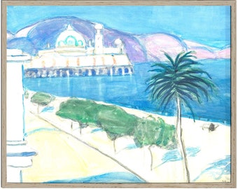 Tunis Coast Watercolor Print: Vintage Tunisia Seascape (Digital Download)