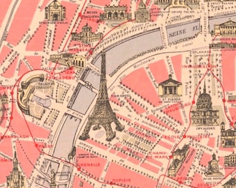 Vintage Paris Map, Pictorial Map, PRINTABLE, Antique Paris Metro, Vintage Paris Poster, French Vintage Wall Art, Downloadable.