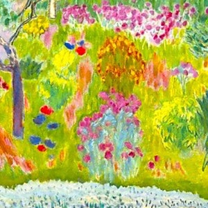 PIERRE BONNARD Little Printable Garden landscape Trees and Flowers Lime Green and Pink Kitchen Wall Art Instant Digital 5x7 089 image 1