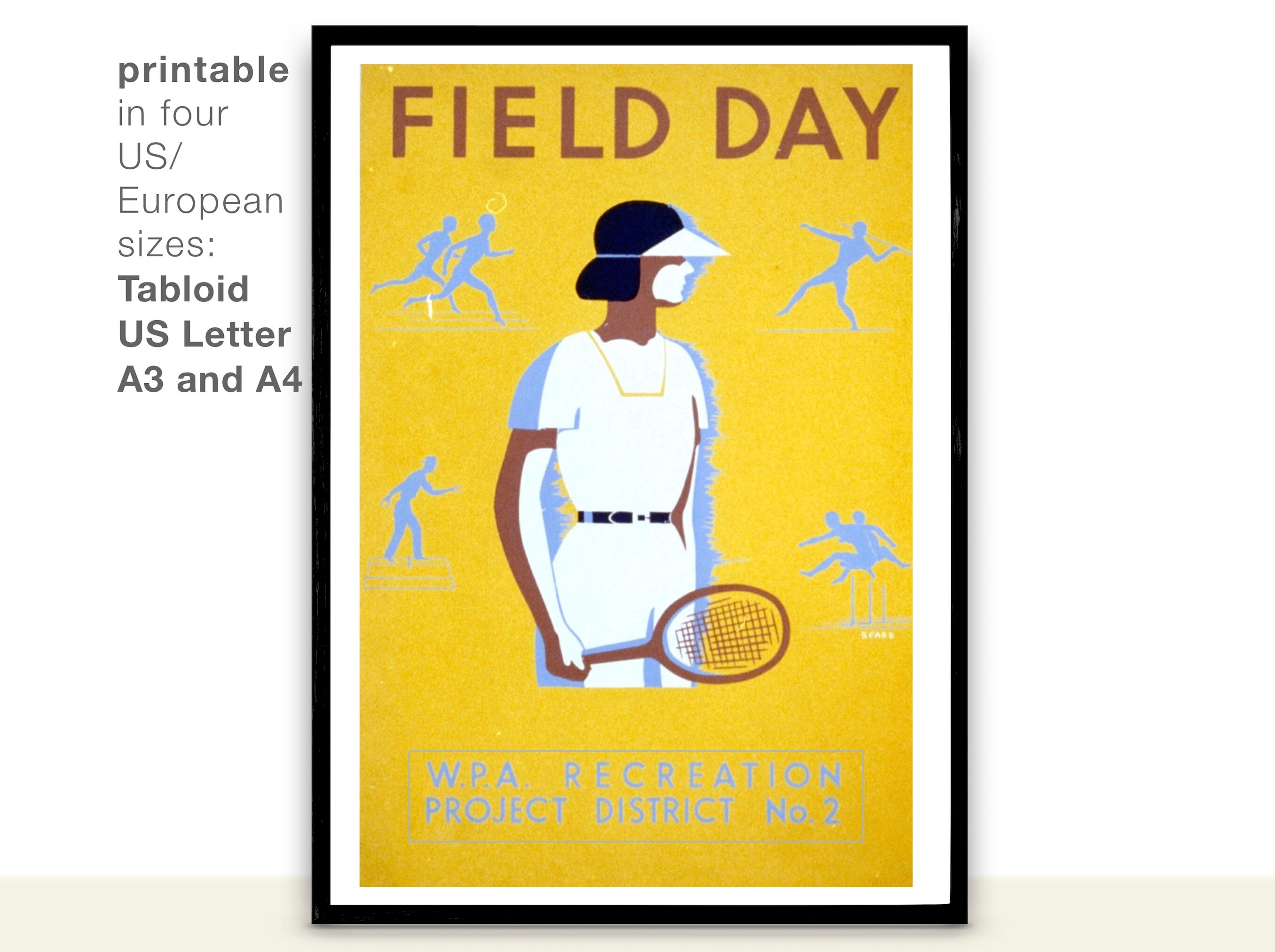 Tennis Poster PRINTABLE Vintagetennis Wall Art Vintage Sports Etsy