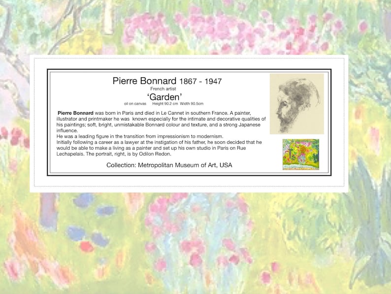 PIERRE BONNARD Little Printable Garden landscape Trees and Flowers Lime Green and Pink Kitchen Wall Art Instant Digital 5x7 089 image 9