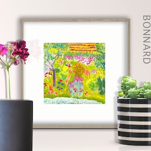 PIERRE BONNARD Little Printable Garden landscape Trees and Flowers Lime Green and Pink Kitchen Wall Art Instant Digital 5x7 089 image 4