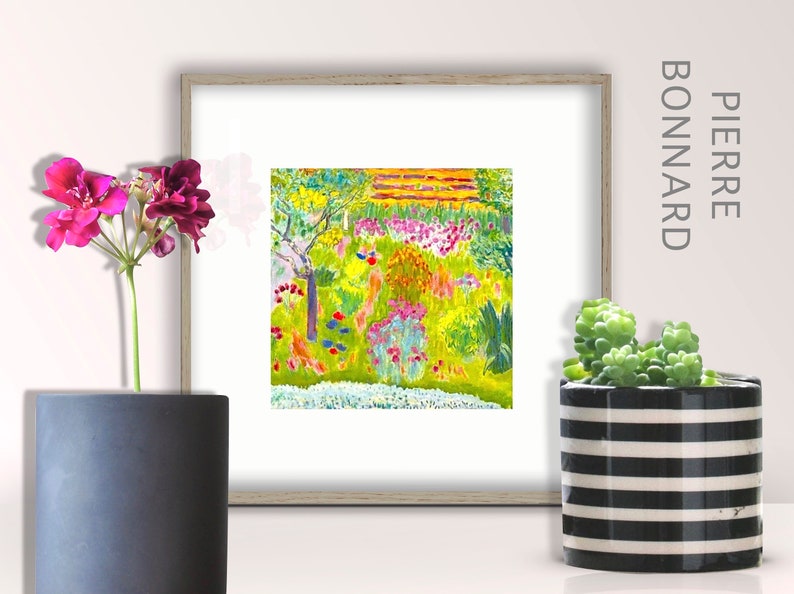 PIERRE BONNARD Little Printable Garden landscape Trees and Flowers Lime Green and Pink Kitchen Wall Art Instant Digital 5x7 089 image 4