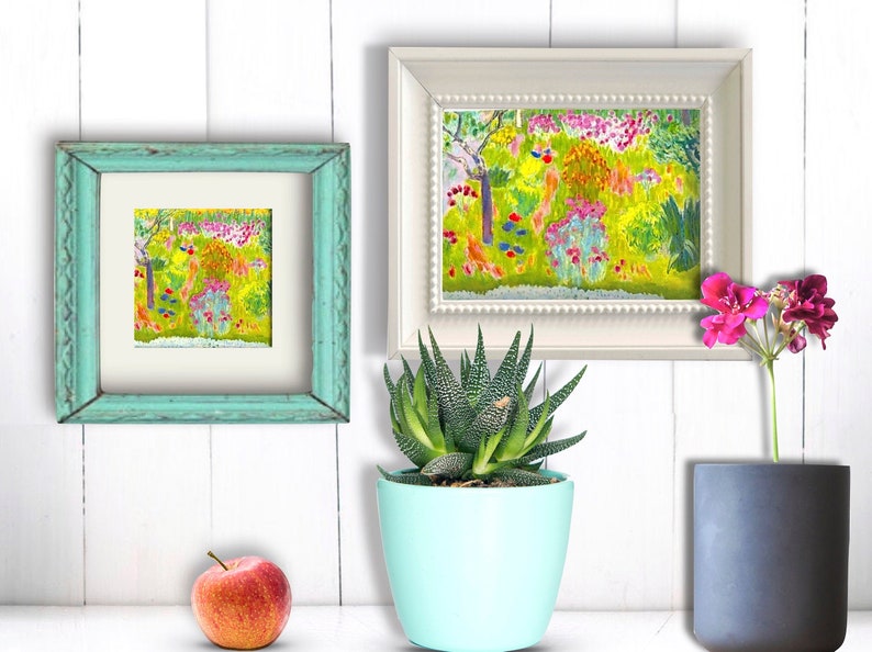 PIERRE BONNARD Little Printable Garden landscape Trees and Flowers Lime Green and Pink Kitchen Wall Art Instant Digital 5x7 089 image 3