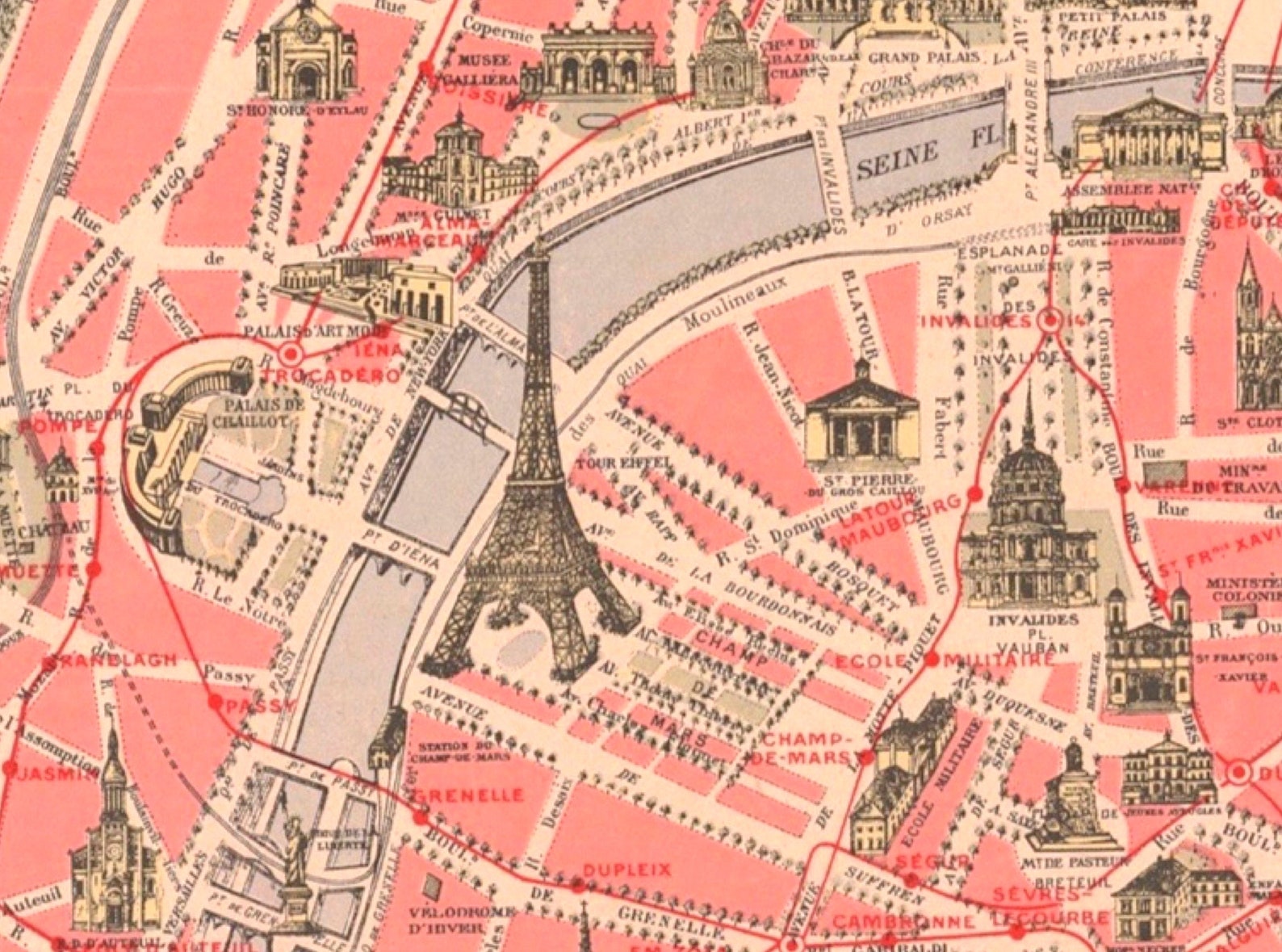 Vintage Paris Map, Pictorial Map, PRINTABLE, Antique Paris Metro ...