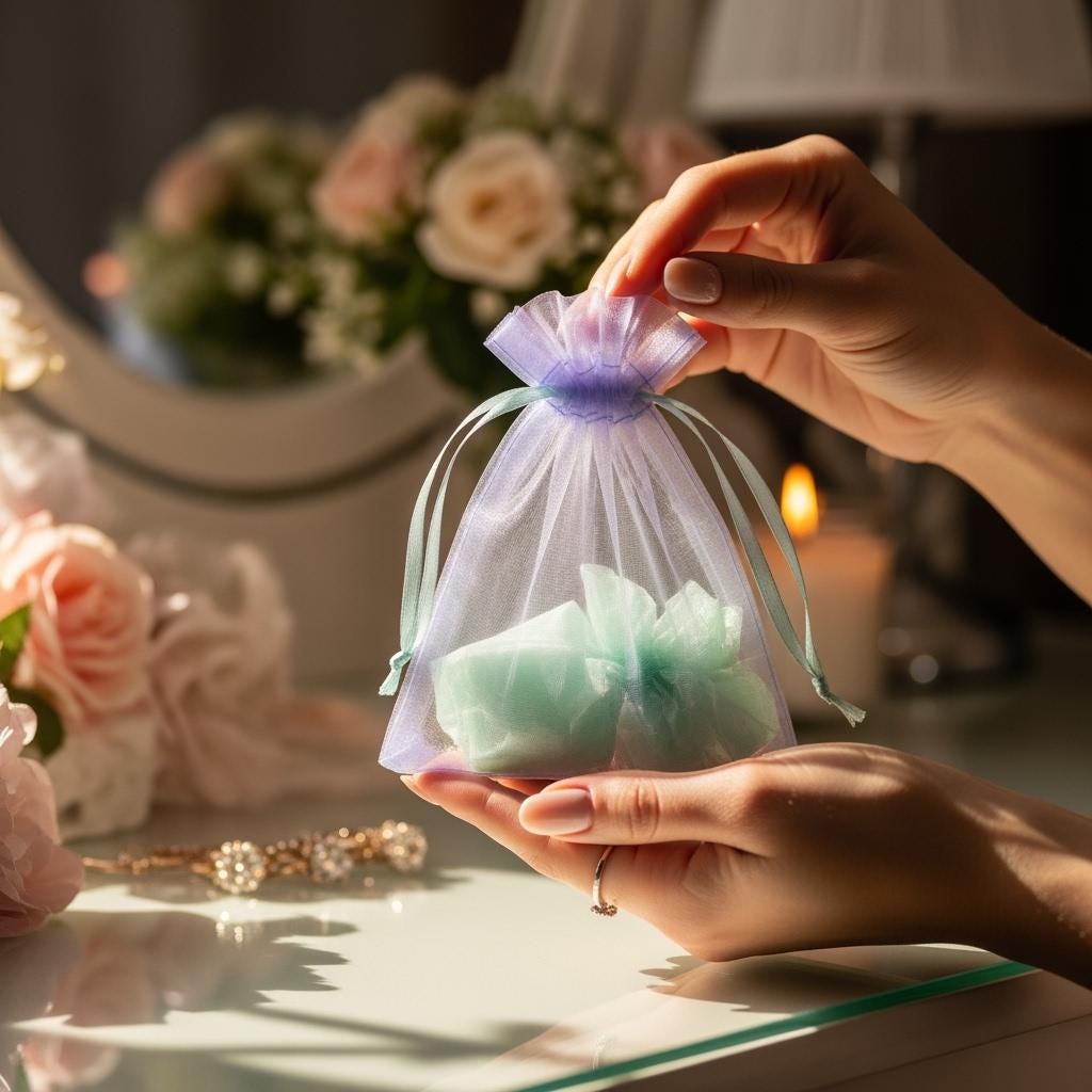 50 Organza-Beutel 9x12 Cm – Ideal Für Konfekt, Gastgeschenke, Hochzeit, Taufe Oder Party, Dunkelgrün