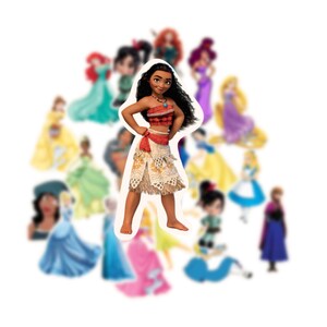Veel van 20 Disney Girls-stickers, waterdicht en schattig, voor kinderen, decoratie of verzameling