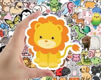 Lot de 25 Stickers animaux Cartoon, Imperméables et Adorables