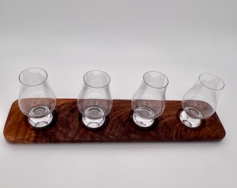 Custom Curly Walnut Wood Whiskey / Bourbon Flight