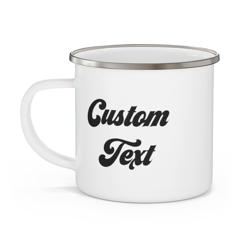 Custom Enamel Mug Custom Text Enamel Mug Corporate Gift Mug Etsy