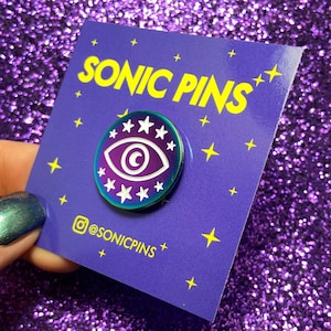 Space Enamel Pin ~ Rainbow Moon Eye Coin