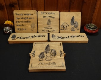 One of a kind engraved mushroom signs