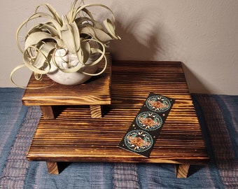 Square Set Charred Wood Spiritual Meditation Altar | Shrine Set