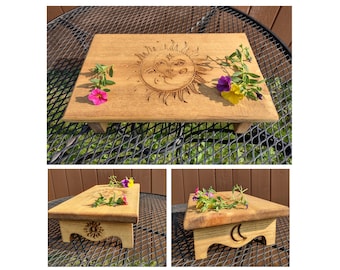 Engraved SUN and MOON Altar Shelf  | Spiritual Meditation Altar Gothic Shelf