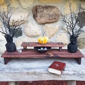 Two tier spiritual meditation altar beautiful stain