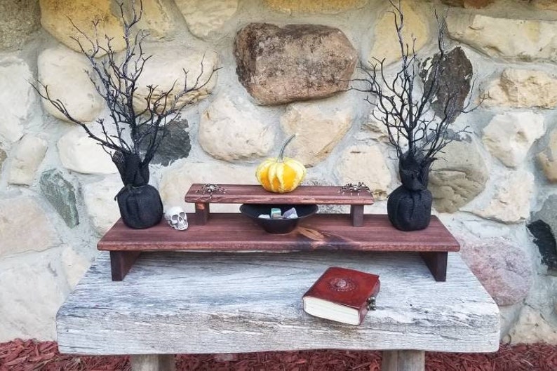 Two tier spiritual meditation altar beautiful stain