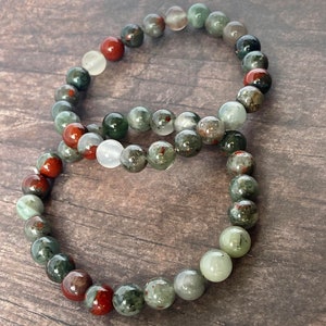 Bloodstone Gemstone Bracelet | Beaded stretch bracelet | Healing bracelet