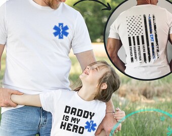 EMT New Dad T-shirt, EMS Father&#39;s Day Gift for Him, Husband Anniversary Gift, Daddy Daughter Shirt, Father and Son Matching Shirts
