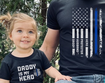 Police Officer New Dad Shirt, Father&#39;s Day Gift for Him, Husband Anniversary Gift, Daddy Daughter T-shirt, Father and Son Matching T-shirts