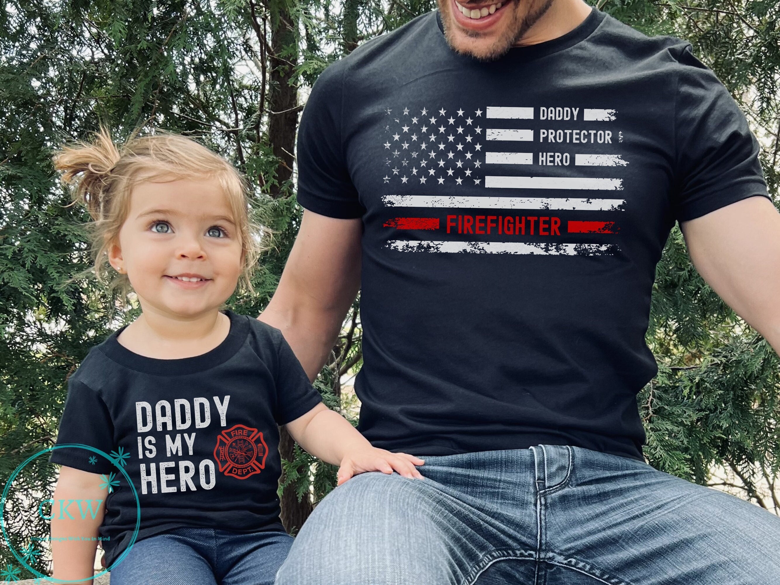 Firefighter New Dad Shirt, Father's Day Gift for Him, Firefighter Dad Shirt, Daddy Daughter Tee, Father and Son Matching T-shirts