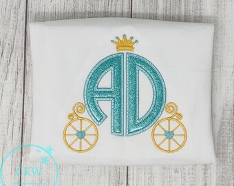 Personalized Monogram Blue Princess Carriage Embroidered Shirt